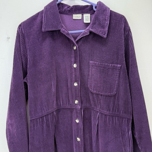 104 RARE! Vintage L.L. Bean Purple Corduroy Dress with Pockets - Picture 4 of 16